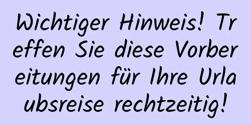 Wichtiger Hinweis! Treffen Sie diese Vorbereitungen für Ihre Urlaubsreise rechtzeitig!