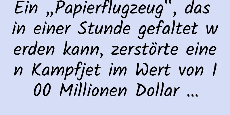Ein „Papierflugzeug“, das in einer Stunde gefaltet werden kann, zerstörte einen Kampfjet im Wert von 100 Millionen Dollar …