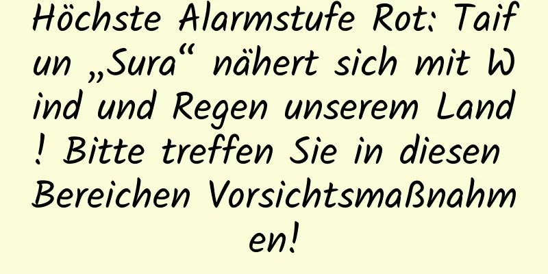 Höchste Alarmstufe Rot: Taifun „Sura“ nähert sich mit Wind und Regen unserem Land! Bitte treffen Sie in diesen Bereichen Vorsichtsmaßnahmen!