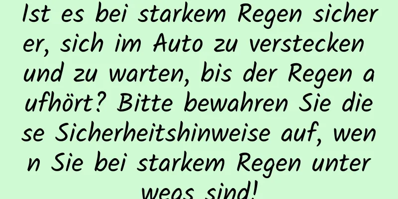 Ist es bei starkem Regen sicherer, sich im Auto zu verstecken und zu warten, bis der Regen aufhört? Bitte bewahren Sie diese Sicherheitshinweise auf, wenn Sie bei starkem Regen unterwegs sind!