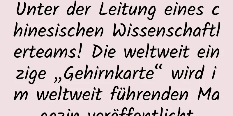 Unter der Leitung eines chinesischen Wissenschaftlerteams! Die weltweit einzige „Gehirnkarte“ wird im weltweit führenden Magazin veröffentlicht