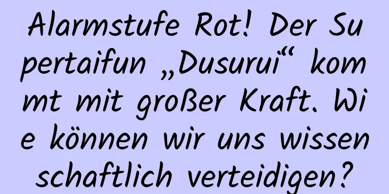 Alarmstufe Rot! Der Supertaifun „Dusurui“ kommt mit großer Kraft. Wie können wir uns wissenschaftlich verteidigen?