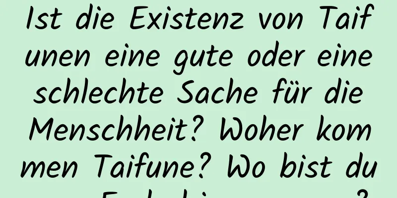 Ist die Existenz von Taifunen eine gute oder eine schlechte Sache für die Menschheit? Woher kommen Taifune? Wo bist du am Ende hingegangen?