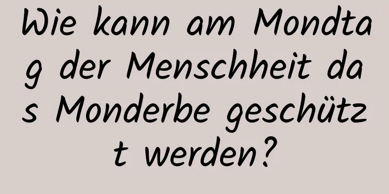 Wie kann am Mondtag der Menschheit das Monderbe geschützt werden?