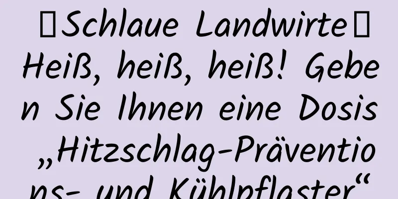 【Schlaue Landwirte】Heiß, heiß, heiß! Geben Sie Ihnen eine Dosis „Hitzschlag-Präventions- und Kühlpflaster“