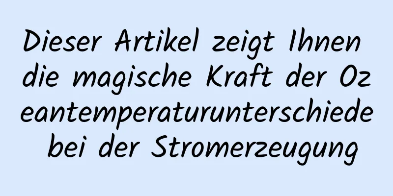Dieser Artikel zeigt Ihnen die magische Kraft der Ozeantemperaturunterschiede bei der Stromerzeugung