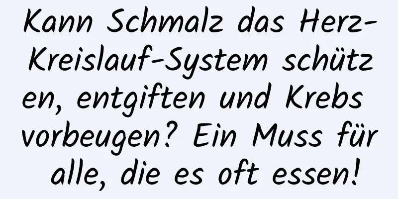 Kann Schmalz das Herz-Kreislauf-System schützen, entgiften und Krebs vorbeugen? Ein Muss für alle, die es oft essen!