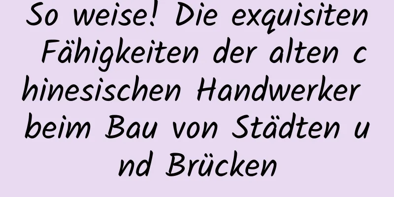 So weise! Die exquisiten Fähigkeiten der alten chinesischen Handwerker beim Bau von Städten und Brücken