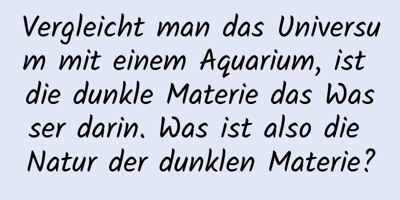 Vergleicht man das Universum mit einem Aquarium, ist die dunkle Materie das Wasser darin. Was ist also die Natur der dunklen Materie?