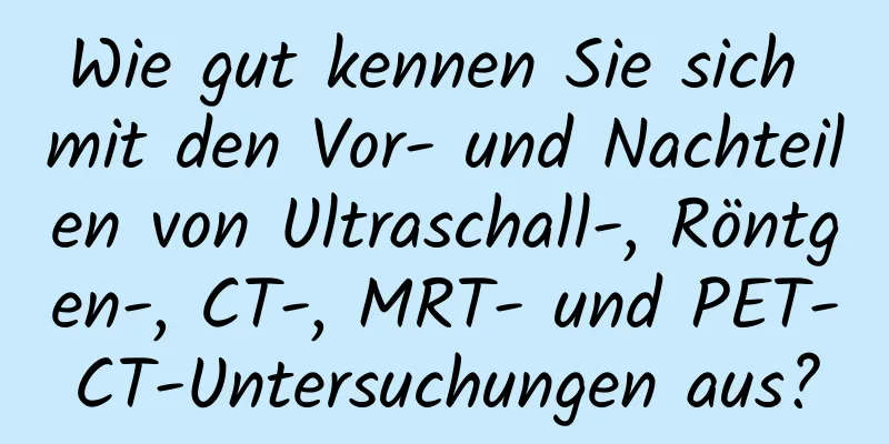 Wie gut kennen Sie sich mit den Vor- und Nachteilen von Ultraschall-, Röntgen-, CT-, MRT- und PET-CT-Untersuchungen aus?