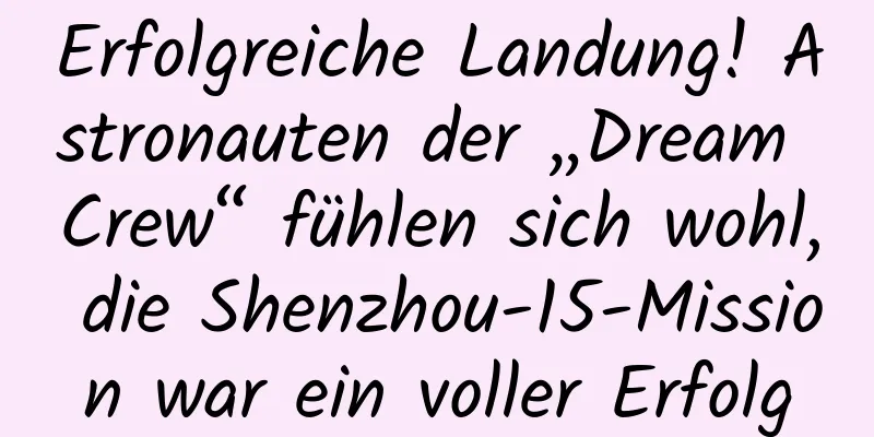 Erfolgreiche Landung! Astronauten der „Dream Crew“ fühlen sich wohl, die Shenzhou-15-Mission war ein voller Erfolg