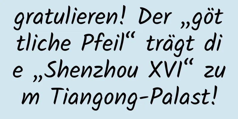 gratulieren! Der „göttliche Pfeil“ trägt die „Shenzhou XVI“ zum Tiangong-Palast!