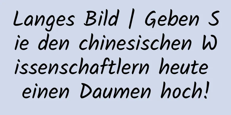 Langes Bild | Geben Sie den chinesischen Wissenschaftlern heute einen Daumen hoch!