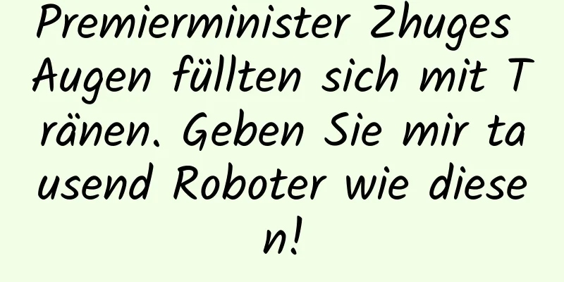 Premierminister Zhuges Augen füllten sich mit Tränen. Geben Sie mir tausend Roboter wie diesen!