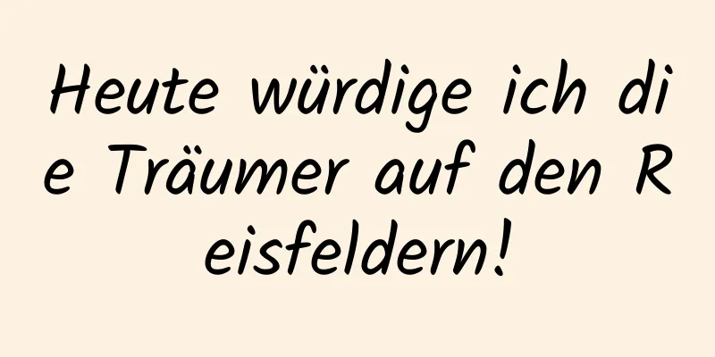 Heute würdige ich die Träumer auf den Reisfeldern!