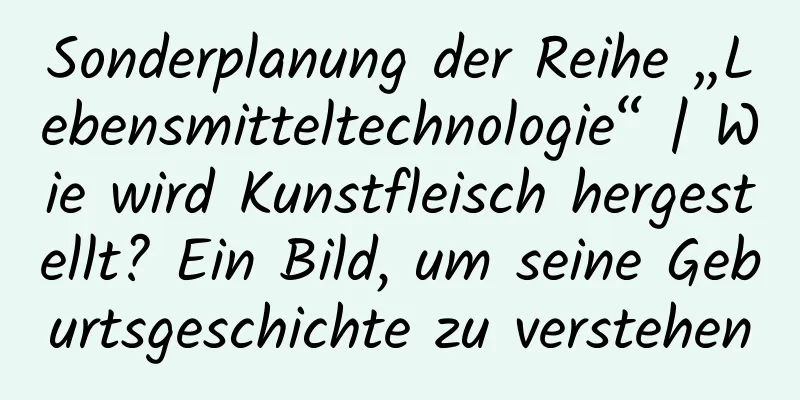Sonderplanung der Reihe „Lebensmitteltechnologie“ | Wie wird Kunstfleisch hergestellt? Ein Bild, um seine Geburtsgeschichte zu verstehen