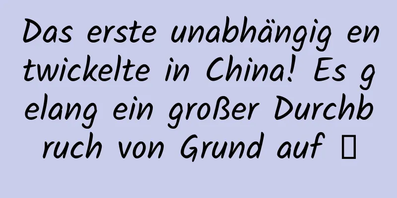Das erste unabhängig entwickelte in China! Es gelang ein großer Durchbruch von Grund auf →
