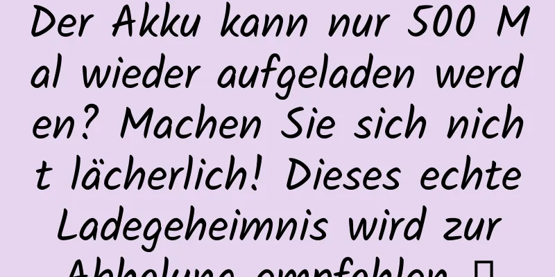 Der Akku kann nur 500 Mal wieder aufgeladen werden? Machen Sie sich nicht lächerlich! Dieses echte Ladegeheimnis wird zur Abholung empfohlen →