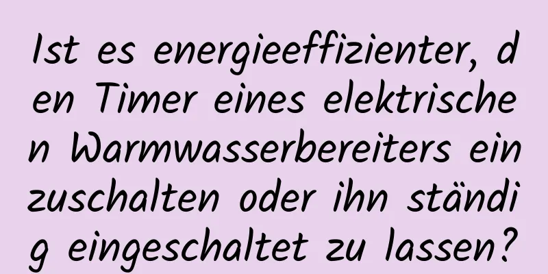Ist es energieeffizienter, den Timer eines elektrischen Warmwasserbereiters einzuschalten oder ihn ständig eingeschaltet zu lassen?