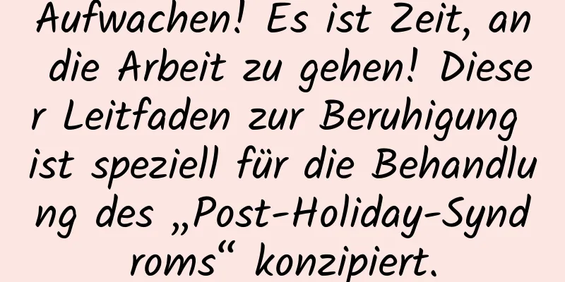 Aufwachen! Es ist Zeit, an die Arbeit zu gehen! Dieser Leitfaden zur Beruhigung ist speziell für die Behandlung des „Post-Holiday-Syndroms“ konzipiert.
