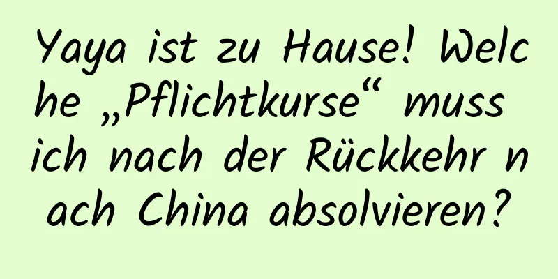 Yaya ist zu Hause! Welche „Pflichtkurse“ muss ich nach der Rückkehr nach China absolvieren?