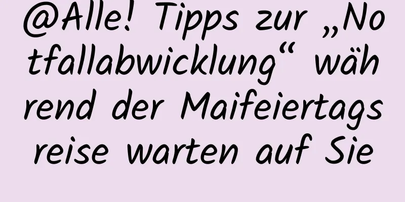 @Alle! Tipps zur „Notfallabwicklung“ während der Maifeiertagsreise warten auf Sie
