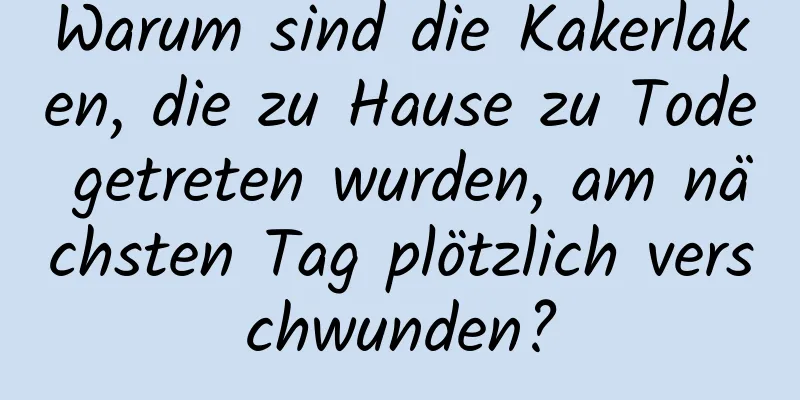 Warum sind die Kakerlaken, die zu Hause zu Tode getreten wurden, am nächsten Tag plötzlich verschwunden?