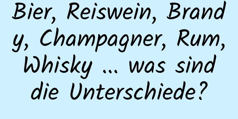 Bier, Reiswein, Brandy, Champagner, Rum, Whisky ... was sind die Unterschiede?