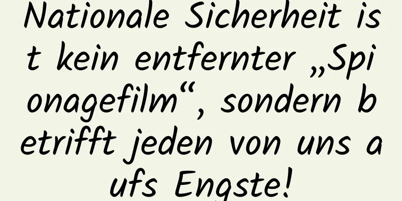 Nationale Sicherheit ist kein entfernter „Spionagefilm“, sondern betrifft jeden von uns aufs Engste!