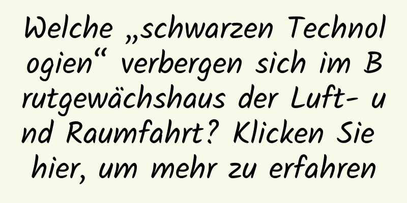 Welche „schwarzen Technologien“ verbergen sich im Brutgewächshaus der Luft- und Raumfahrt? Klicken Sie hier, um mehr zu erfahren