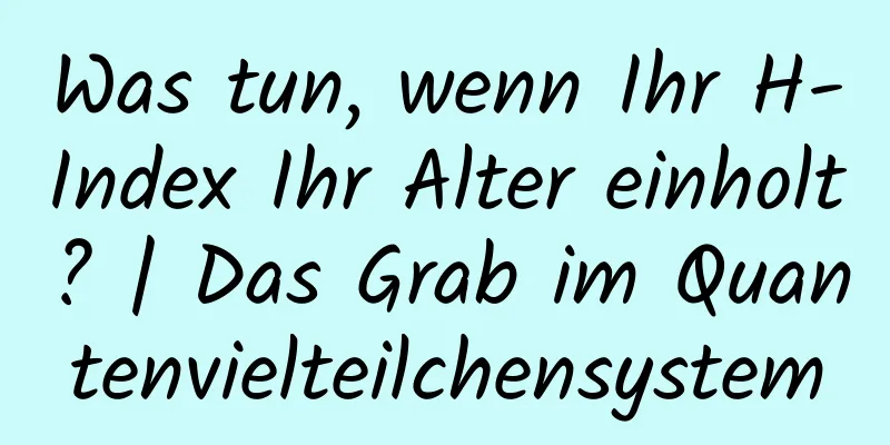Was tun, wenn Ihr H-Index Ihr Alter einholt? | Das Grab im Quantenvielteilchensystem