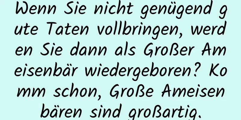 Wenn Sie nicht genügend gute Taten vollbringen, werden Sie dann als Großer Ameisenbär wiedergeboren? Komm schon, Große Ameisenbären sind großartig.