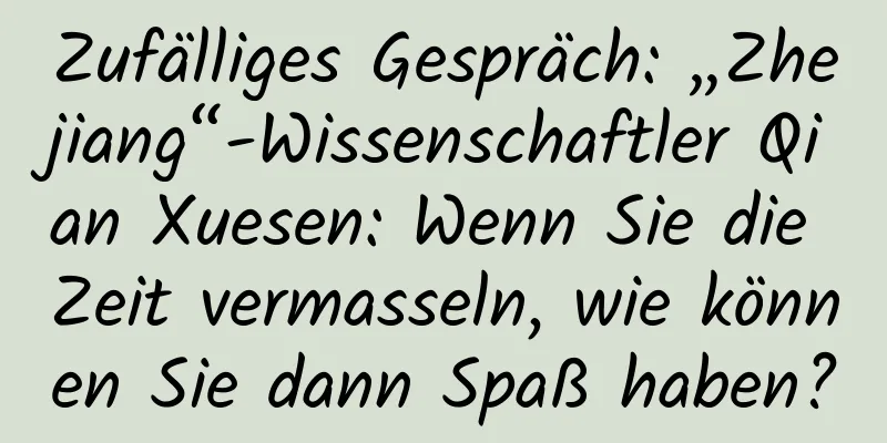 Zufälliges Gespräch: „Zhejiang“-Wissenschaftler Qian Xuesen: Wenn Sie die Zeit vermasseln, wie können Sie dann Spaß haben?