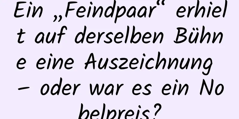 Ein „Feindpaar“ erhielt auf derselben Bühne eine Auszeichnung – oder war es ein Nobelpreis?