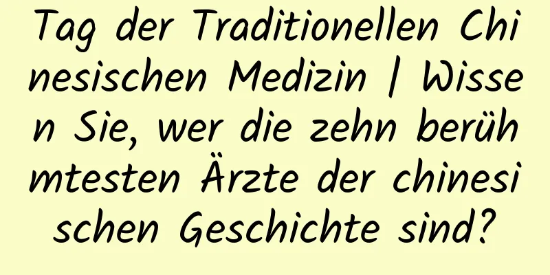 Tag der Traditionellen Chinesischen Medizin | Wissen Sie, wer die zehn berühmtesten Ärzte der chinesischen Geschichte sind?