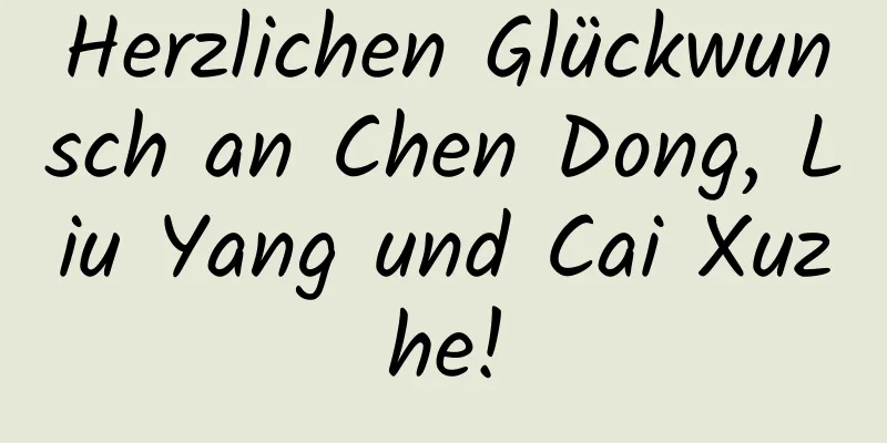 Herzlichen Glückwunsch an Chen Dong, Liu Yang und Cai Xuzhe!
