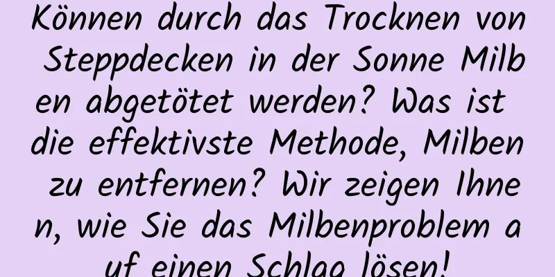Können durch das Trocknen von Steppdecken in der Sonne Milben abgetötet werden? Was ist die effektivste Methode, Milben zu entfernen? Wir zeigen Ihnen, wie Sie das Milbenproblem auf einen Schlag lösen!