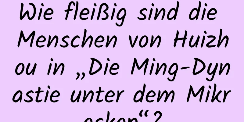Wie fleißig sind die Menschen von Huizhou in „Die Ming-Dynastie unter dem Mikroskop“?