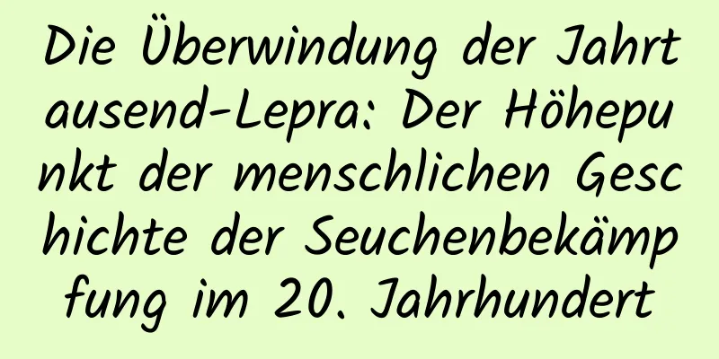 Die Überwindung der Jahrtausend-Lepra: Der Höhepunkt der menschlichen Geschichte der Seuchenbekämpfung im 20. Jahrhundert