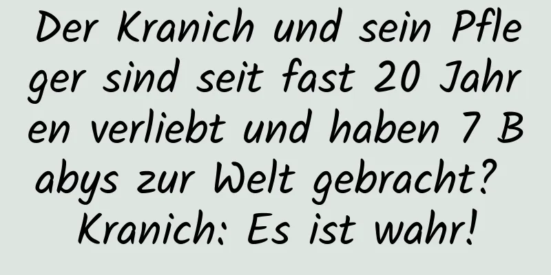 Der Kranich und sein Pfleger sind seit fast 20 Jahren verliebt und haben 7 Babys zur Welt gebracht? Kranich: Es ist wahr!