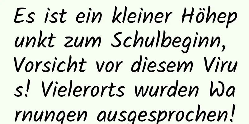 Es ist ein kleiner Höhepunkt zum Schulbeginn, Vorsicht vor diesem Virus! Vielerorts wurden Warnungen ausgesprochen!