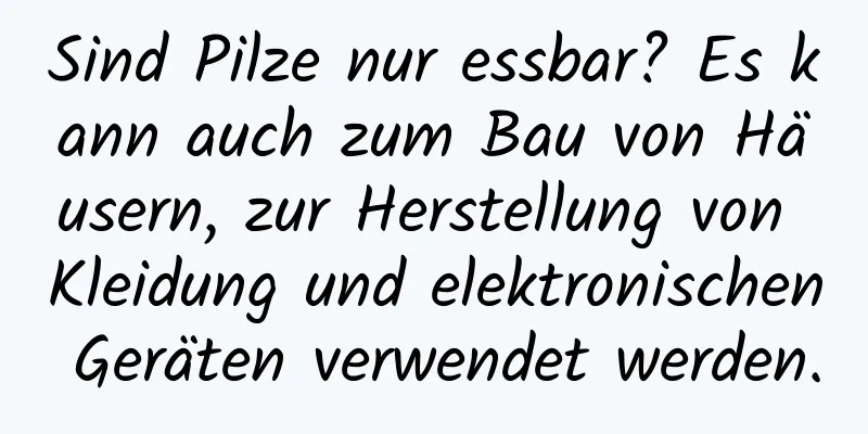 Sind Pilze nur essbar? Es kann auch zum Bau von Häusern, zur Herstellung von Kleidung und elektronischen Geräten verwendet werden.