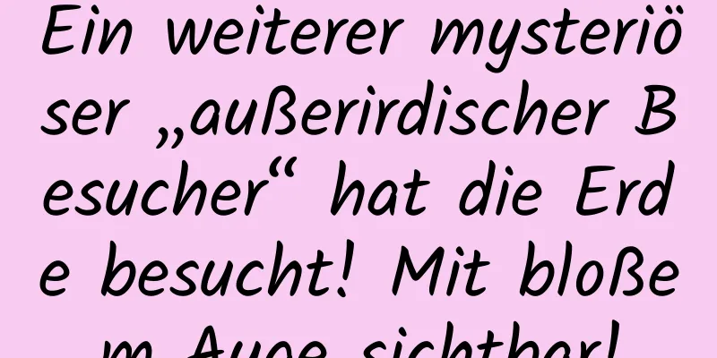 Ein weiterer mysteriöser „außerirdischer Besucher“ hat die Erde besucht! Mit bloßem Auge sichtbar!