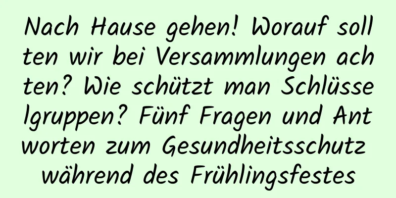 Nach Hause gehen! Worauf sollten wir bei Versammlungen achten? Wie schützt man Schlüsselgruppen? Fünf Fragen und Antworten zum Gesundheitsschutz während des Frühlingsfestes