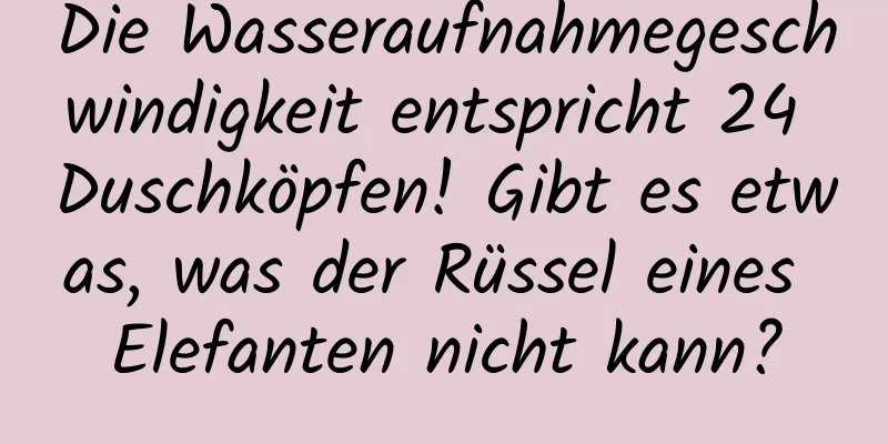 Die Wasseraufnahmegeschwindigkeit entspricht 24 Duschköpfen! Gibt es etwas, was der Rüssel eines Elefanten nicht kann?
