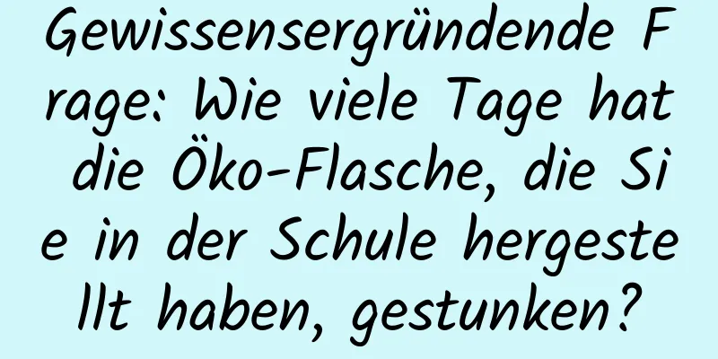 Gewissensergründende Frage: Wie viele Tage hat die Öko-Flasche, die Sie in der Schule hergestellt haben, gestunken?