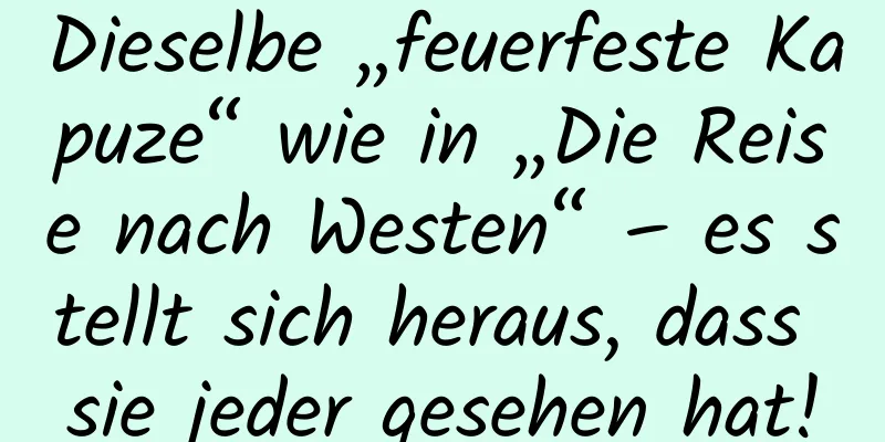 Dieselbe „feuerfeste Kapuze“ wie in „Die Reise nach Westen“ – es stellt sich heraus, dass sie jeder gesehen hat!
