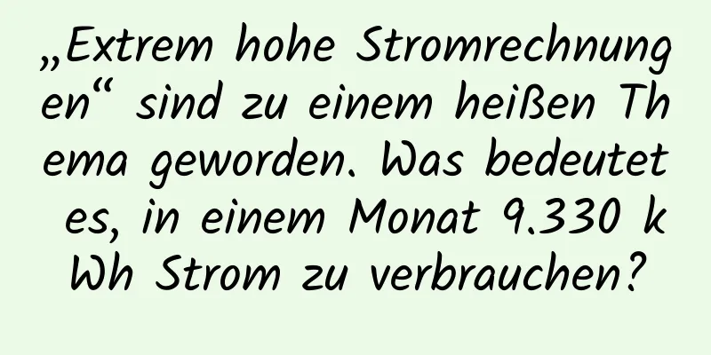 „Extrem hohe Stromrechnungen“ sind zu einem heißen Thema geworden. Was bedeutet es, in einem Monat 9.330 kWh Strom zu verbrauchen?