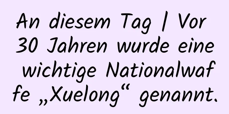 An diesem Tag | Vor 30 Jahren wurde eine wichtige Nationalwaffe „Xuelong“ genannt.