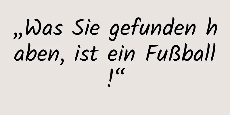 „Was Sie gefunden haben, ist ein Fußball!“